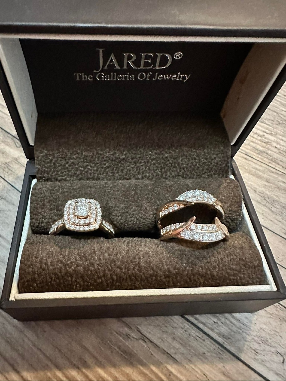 Jared Rose Gold and White Diamond Bridal Ring Set